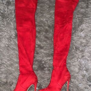 Steve Madden Red Over the Knee Boots with Stiletto Heel